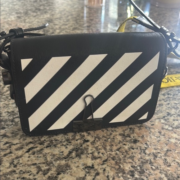 Off-White Handbags - Off-White Black and White Diagonal Stripe Crossbody Bag